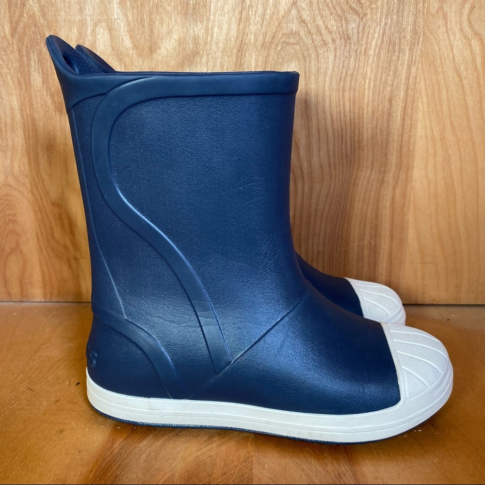 CROCS Kids Navy and White Rain Boots